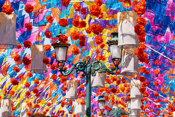 dia de muertos, papel mache, papel picado, variopinto, dechado, color, arte, con textura, decoraciones, designio, flor, pintando, empapelar, ilustración, vector, pintura, floral, bocetos, papel, muro,