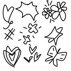 Hand Drawn Line Art Elements for Decoration