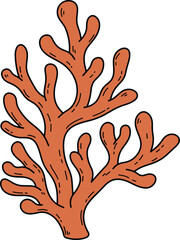 Lineal Hand-Drawn Coral Branch