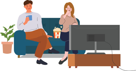 Couple Enjoying a Movie Night at Home