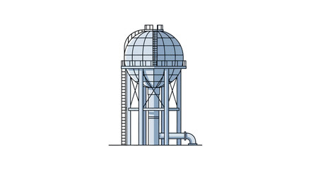 A detailed industrial illustration of a spherical pressure vessel for gas storage, a conceptual design for energy infrastructure isolated on white
