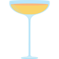 A tall stemmed glass filled with amber liquid and a clear rim against a transparent background symbolizing refreshment and celebration