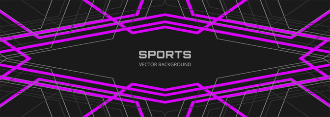 Modern sports banner design with diagonal pink and gray lines. Abstract sports background. Vector illustration