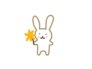 flower cute rabbit character