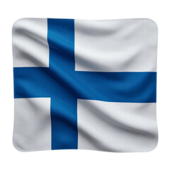 Obraz premium Proudly waving Finland flag with bold blue Nordic cross design, representing Finnish identity, perfect for global events and celebrations