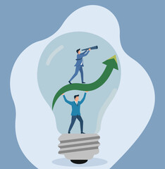 Business Visionaries Driving Innovation and Growth Inside a Lightbulb, Innovation, Business Growth, Strategic Vision, Teamwork, Idea Generation