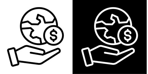 Earth In Hands Icon Set White Style Collection