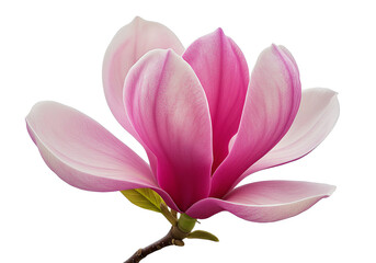 Captivating pink magnolia blossom isolated on white background, symbol of beauty and elegance, a floral masterpiece.