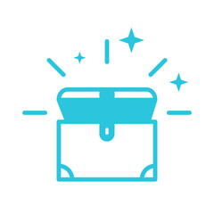 Treasure chest icon. isolated on white. Blue icon