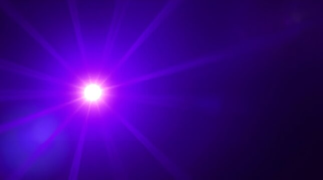 Bright violet lens flare: an intense burst of vivid violet and ultraviolet light, representing high energy, technology, and a dark, deep cosmic background.