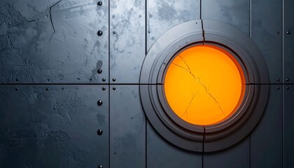 Abstract vault door breaking open with inner light representing justice and reform