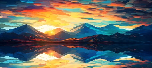 silhouette of Mountain sky ,generative AI