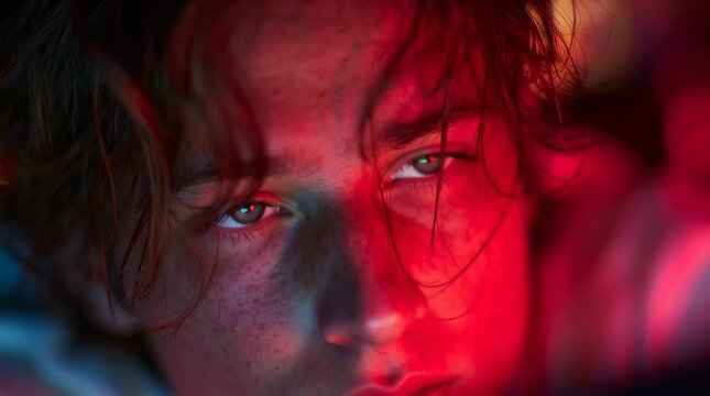 young man staring at screen