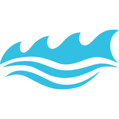 Abstract Blue Wave Symbol With Transparent Background