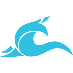 Abstract Blue Wave Symbol Design With Transparent Background Representing Fluidity Motion And Ocean Power Clean Aqua Curve Element