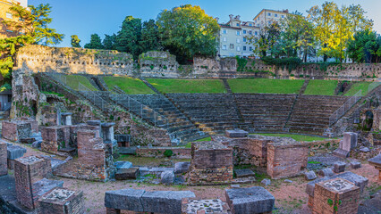 View of the Roman Theatre of Trieste in Italy