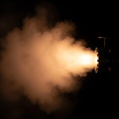 Hot vapor powerfully escaping from an industrial pipe valve, depicting the controlled discharge of immense internal force or pent-up energy ,abstract ,symbolism ,equipment