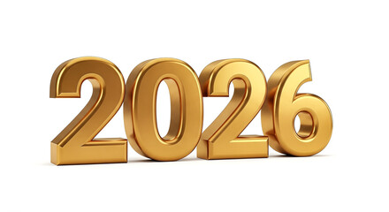 Elegant golden 2026 numerical rendering against a pristine white backdrop signifying the upcoming year.