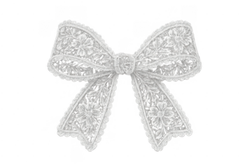 White lace bow with floral embroidery decoration