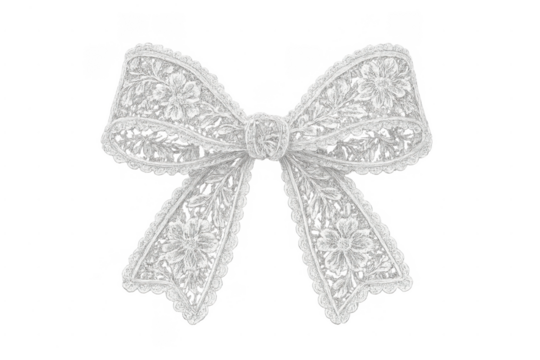 White lace bow with floral embroidery decoration