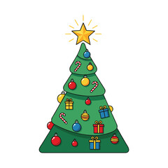 Christmas tree holiday celebration festive season gifts joy on white background