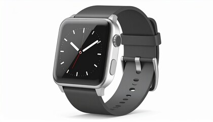 Smartwatch Product Shot Modern Style Silver Case Black Band Time Display Technology Device high quality professional
