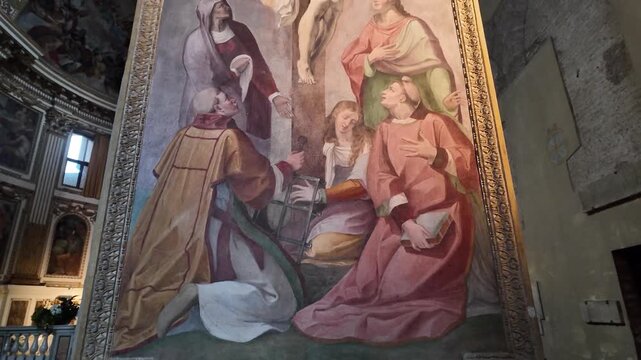The Crucifixion fresco in the Basilica and Augustinian Monastery of Santi Quattro Coronati in Rome