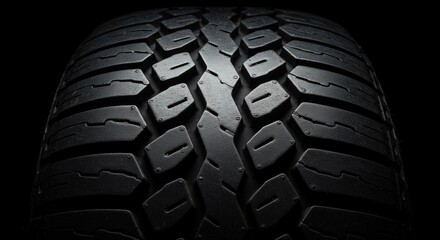 Intricate rubber patterns creating strong grip and traction. Detailed view of durable tyre tread design, essential for safe travel ,groove ,friction ,track