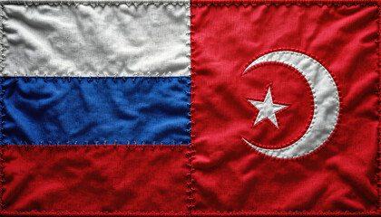 Diplomatic relations between russia and turkey international politics flags textile art close-up national identity