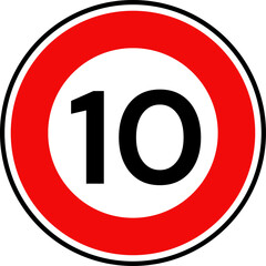 Circular Speed Limit 10 Traffic Sign