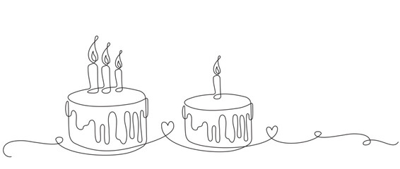 Birthday cake line art vector illustration