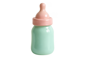 Aqua baby bottle with milk on transparent background