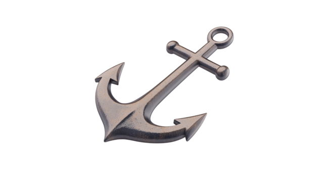 Steel anchor isolated on transparent background.