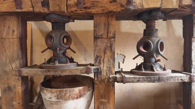 Some ancient mechanical presses of an oil mill