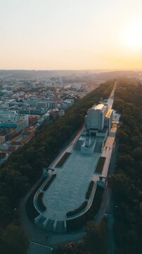 Witness the breathtaking sunrise over the National Monument at Vitkov Hill in Prague. This iconic memorial dedicated to Jan Zizka offers stunning panoramic views of the city.