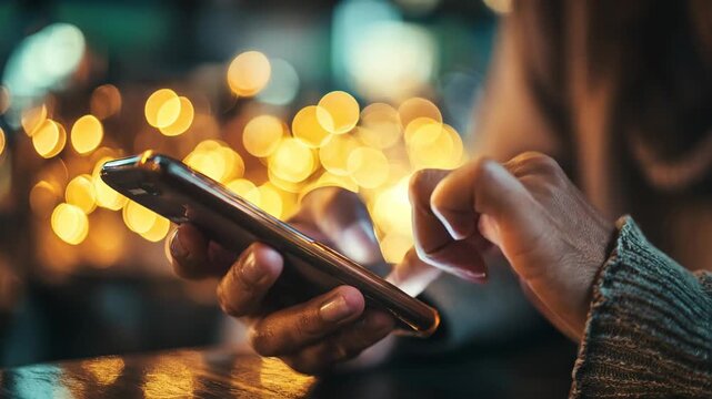 Closeup of hands scrolling on smartphone while analyzing trending topics and viral posts on social media platforms.