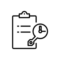 A close-up shot of a clipboard and a clock