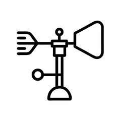 An icon of a weather vane, demonstrating a simple design with a clean aesthetic. Perfect for illustrating weather concepts.