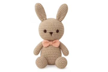 Amigurumi crochet bunny toy wearing a bow tie