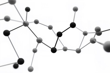 Abstract 3D network nodes and connection lines in a soft monochrome background