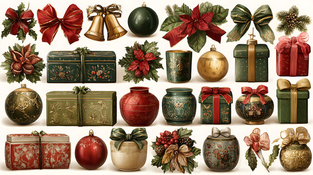 PNG Christmas element set, transparent background