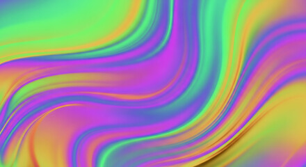 Abstract flowing iridescent background holographic chromatic colors neon purple