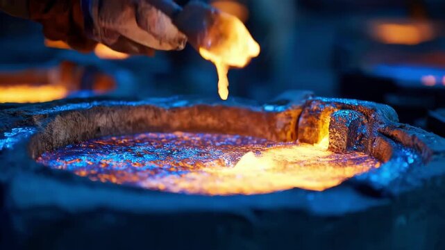 Closeup of engineer adjusting metallic filler concentration in molten material to optimize conductivity and weight for highperformance industrial applications.
