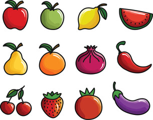 Art & Illustration set of icon fruit