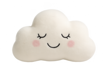 Soft white cloud pillow toy sleeping face