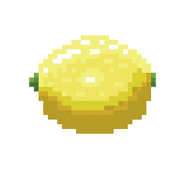 Pixel art fresh lemon fruit icon with texture. Vector illustration