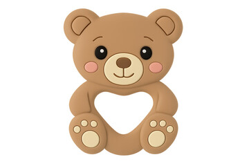 Obraz premium Cute bear silicone baby teether with heart shape