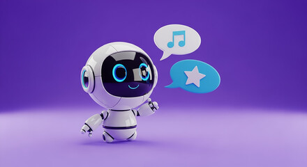 Cute robot chatbot communicating ai technology concepts
