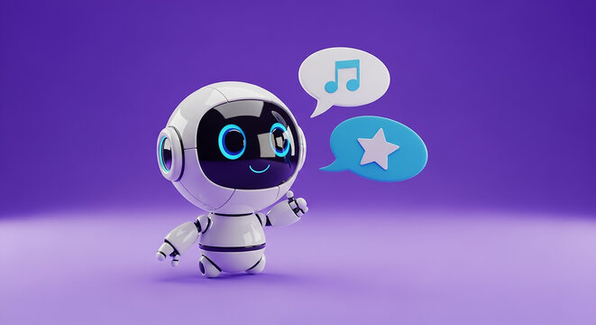 Cute robot chatbot communicating ai technology concepts