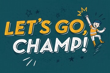 Encouraging Cartoon Illustration of a Cheerful Champ with Excitement